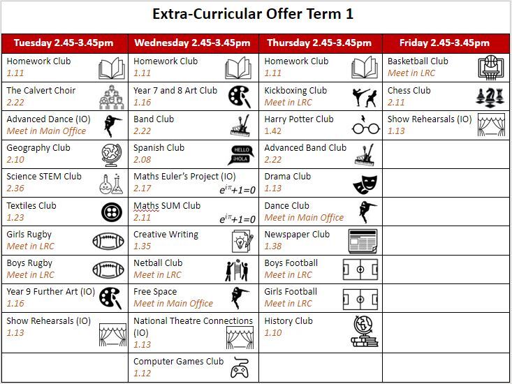 Extra curric term 1 offer